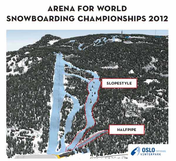 area per il campionato mondiale di snowboard