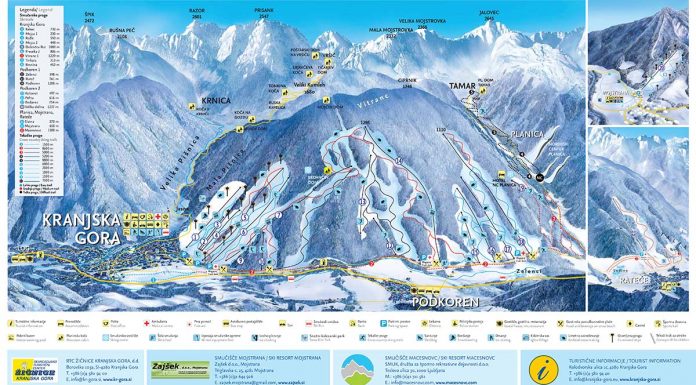 kranjska gora cartina impianti piste da sci 2018 2019