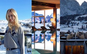 Chiara Ferragni hotel Alpina dolomites Alpe di Siusi