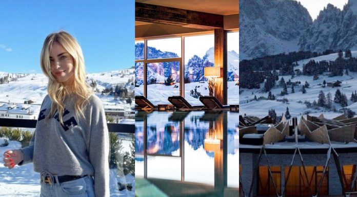 Chiara Ferragni hotel Alpina dolomites Alpe di Siusi